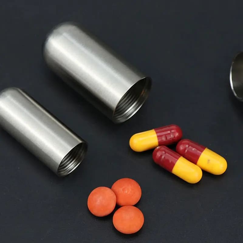 1 Pezzo Portapillole Impermeabile in Lega di Alluminio, Dispenser per Medicinali, Organizzatore per Compresse, Mini Contenitore Portatile da Esterno
