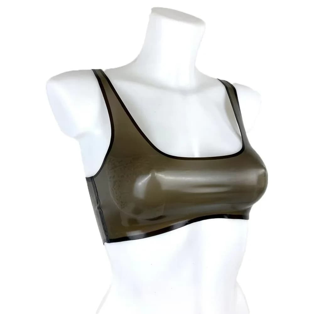 Gilet corsetto reggiseno intimo donna trasparente in lattice nero realizzato su misura