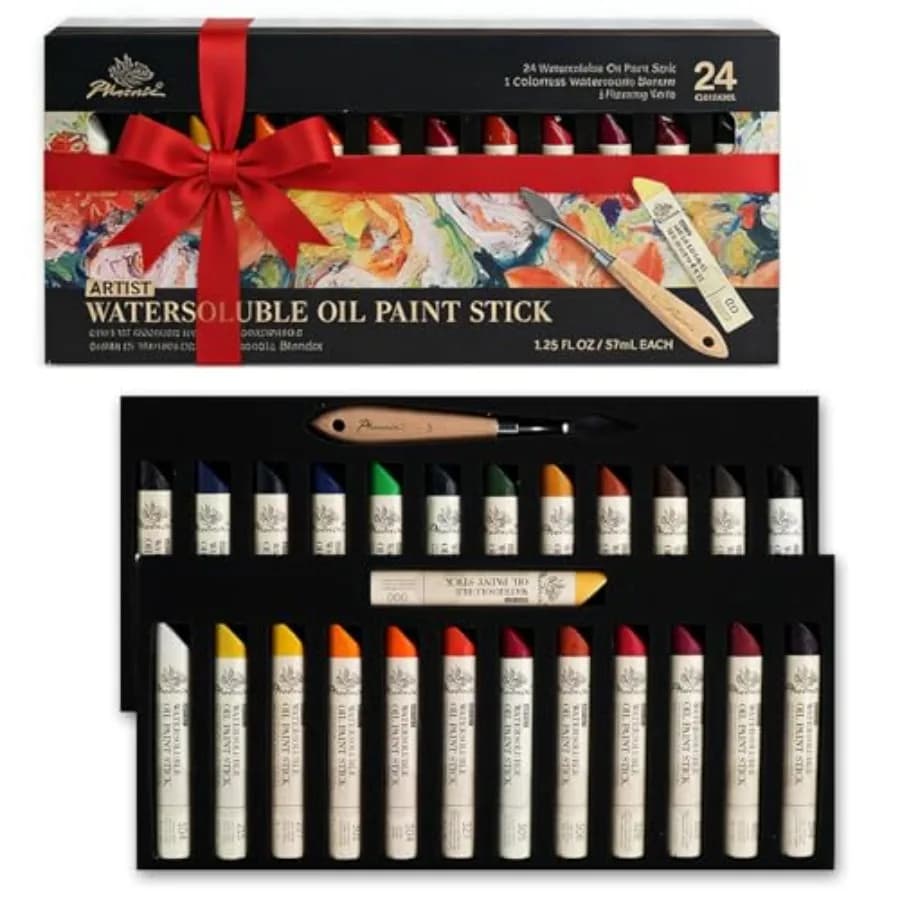 Professional Oil Paint Stick - Set of 24 Colors 37ml Large Soft Water Soluable Oil Pastels, Art Gift Pack Travel Set for Artist
