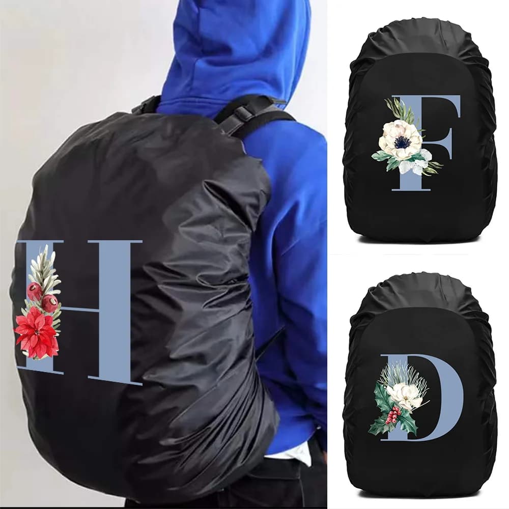 Nuova Copertura per Zaino da Escursionismo 20L-70L, Motivo con Lettere Blu, Custodia Pieghevole Portatile Multimisura per Zaino da Arrampicata Outdoor