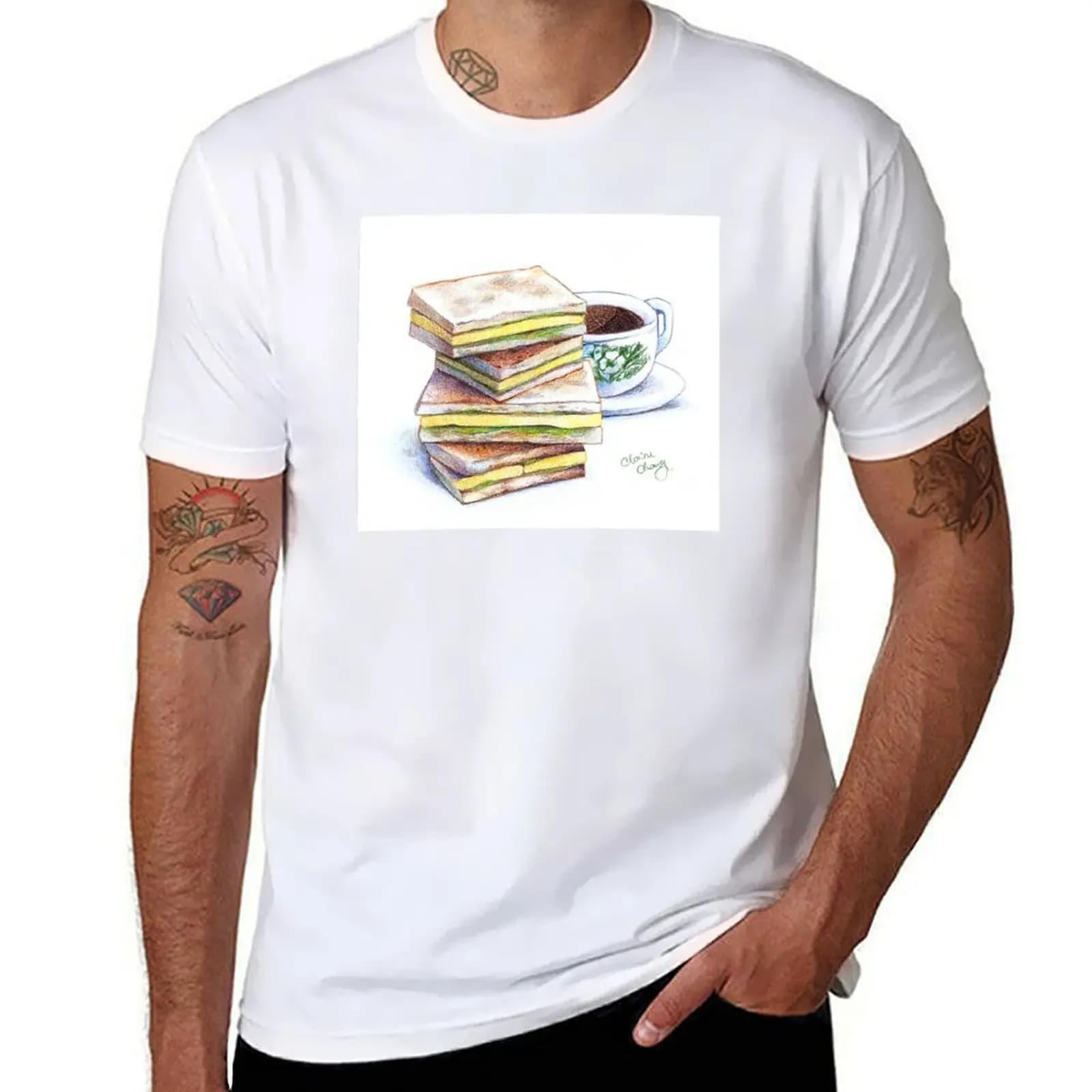 Kaya Toast with white background T-shirt men's t-shirt in cotton shirt signed