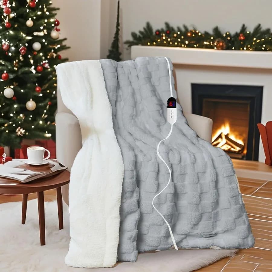 Coperta elettrica Coperta riscaldata da 84" x 90" con 6 livelli di calore e 10 ore di spegnimento automatico Coperta a riscaldamento rapido in morbida flanella a quadretti wi