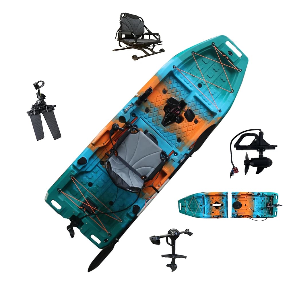 NUOVO Kayak Modulare Sit-On-Top da 9 Piedi con Propulsione a Pedale, Kayak da Pesca Super Leggero con Pedali, in HDPE per 1 Persona