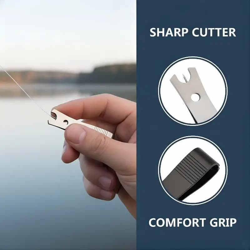 Stainless Steel Fishing Line Nipper with Hole Lightweight 2-in-1 Wire Clipper Cutter Tool for Convenient Tackle Box Carrying