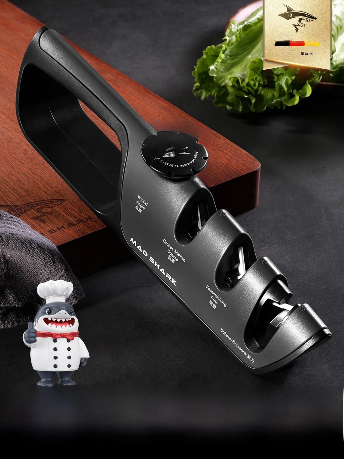 Mad Shark sharpener, Professional Tool to Sharpen Kitchen Knives, Rapid Domestic Use, Adjustable Angle, New Model 1751