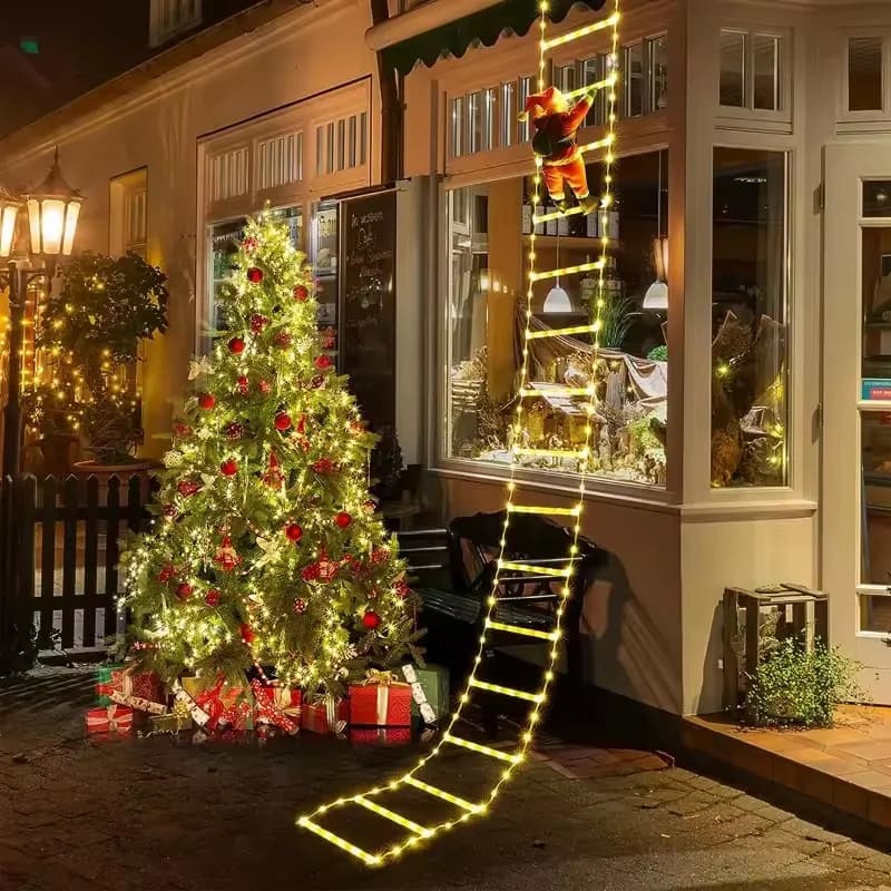 Decorazioni natalizie a LED USB Lampada da fata Lampada a scala a LED con arrampicata Babbo Natale Luce esterna per la casa Ornamenti di Capodanno