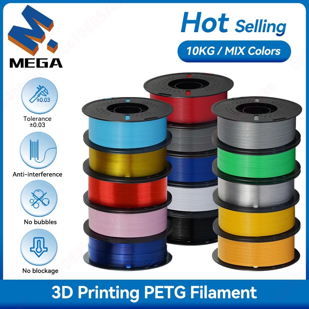 KINGROON Filament PETG 10KG 1.75mm 1KG/Rotolo*10 Wholesale Plastic PETG 100% Bubble Free Material for 3D Printer Fast Shipping Local