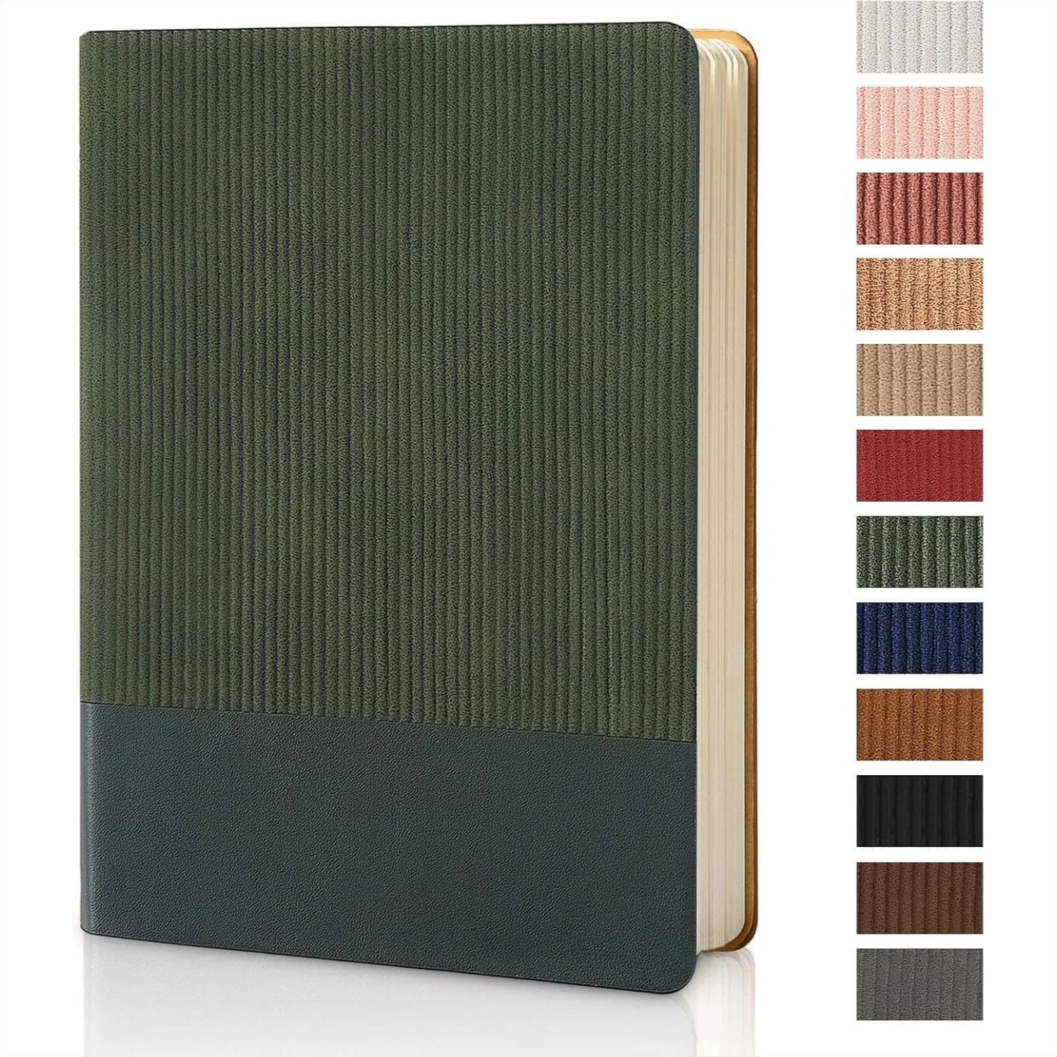 A5 Lined Journal Notebook with PU Leather Cover 216 Pages for Daily Writing Work School Travel Dark Green