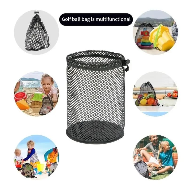 Borsa a rete in nylon per palline da golf/tennis, sacchetto con coulisse per 15/25/50 palline, 1 pz, accessori da golf