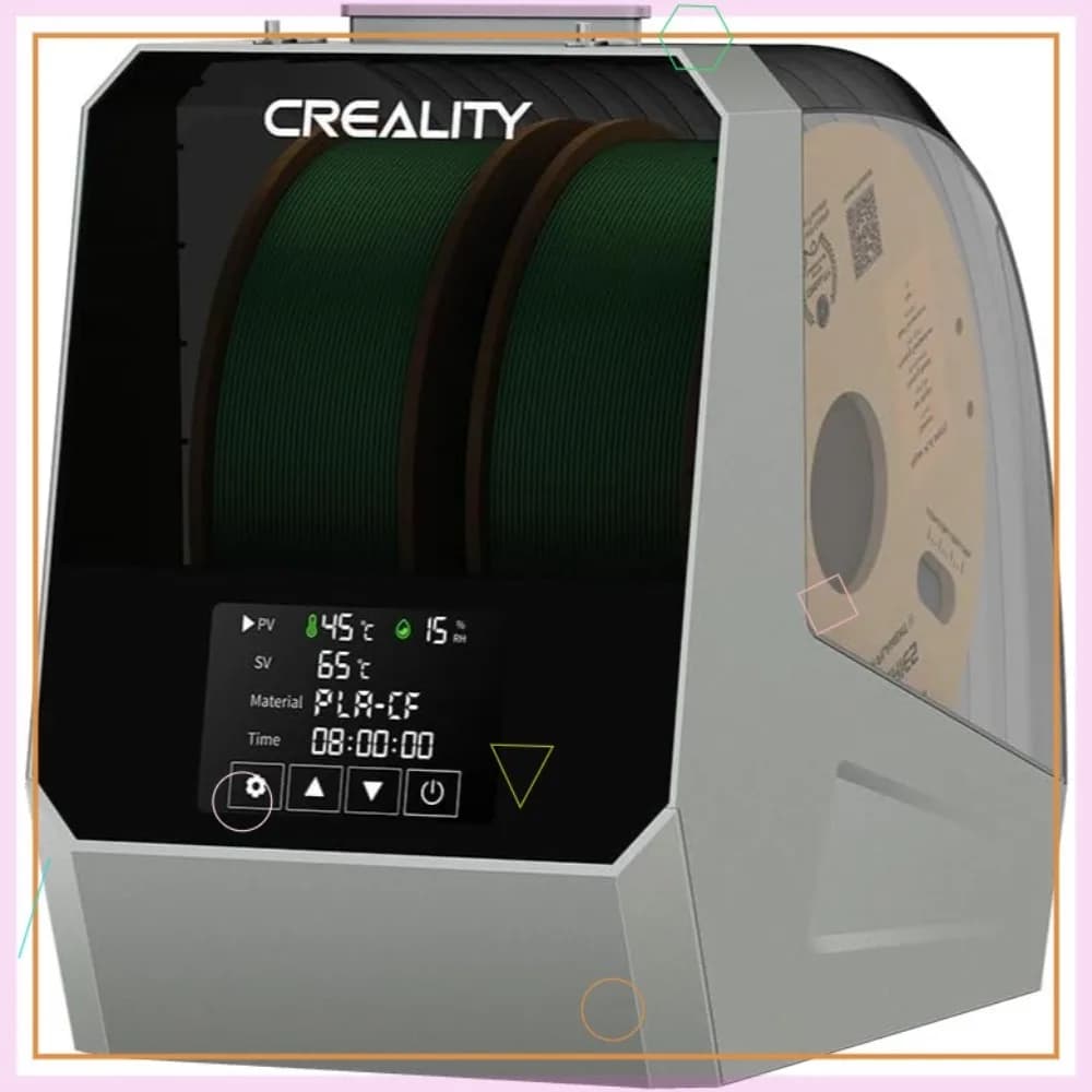 Scatola Essiccatore Filamenti, Essiccatore per Stampante 3D a 2 Bobine, 360 ° Riscaldatore e Ventola, Touch Screen, per PLA PETG ABS TPU, 1.75/2.85/3mm