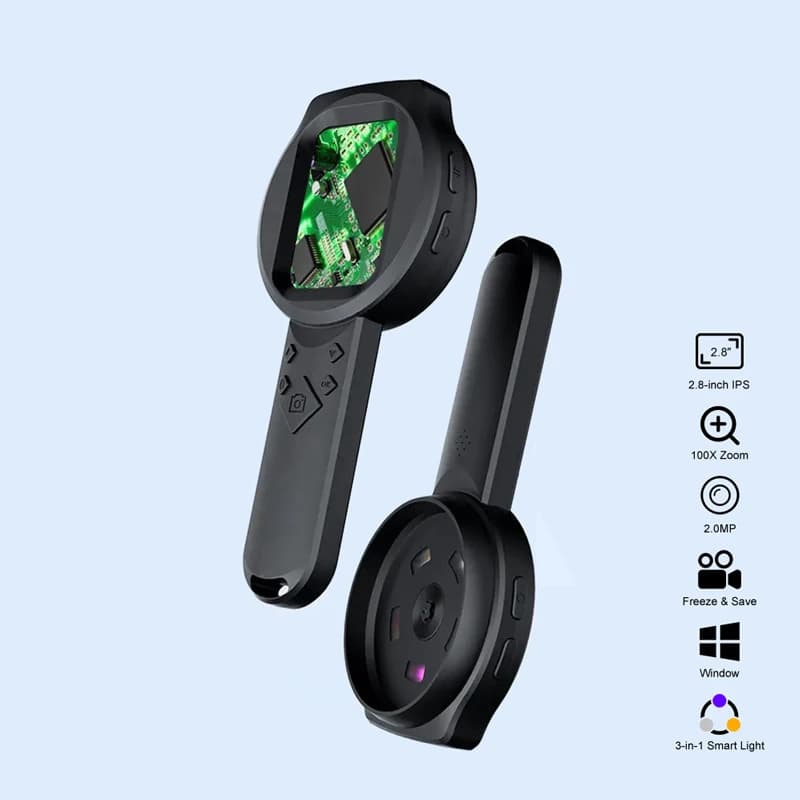 Microscopio Portatile Intelligente con Lente d'Ingrandimento 100X e Schermo IPS da 2,8'' per Riparazione Elettronica e Ispezione Gioielli