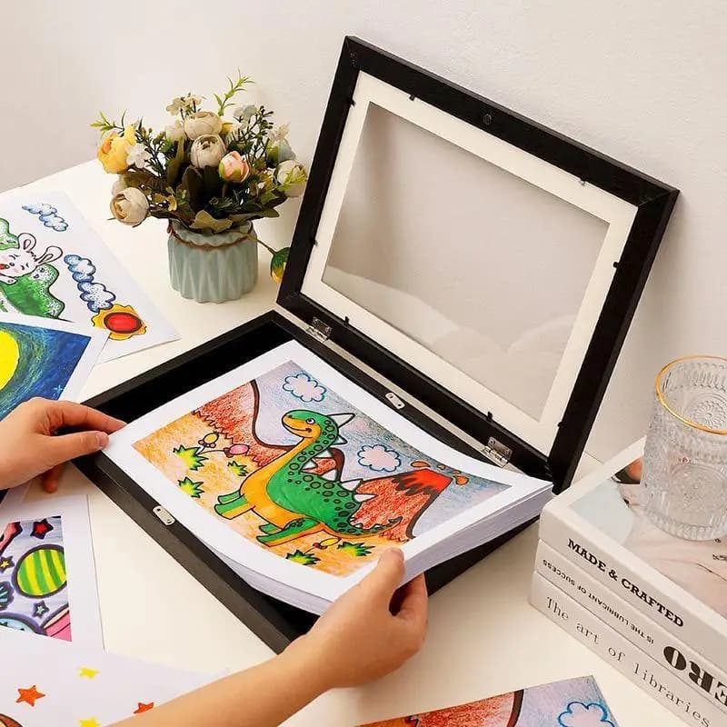 A4 Children Art Frame Magnetic Front Open Changeable Kids Frametory For Poster Photo Drawing Painting Picture Display Home Decor