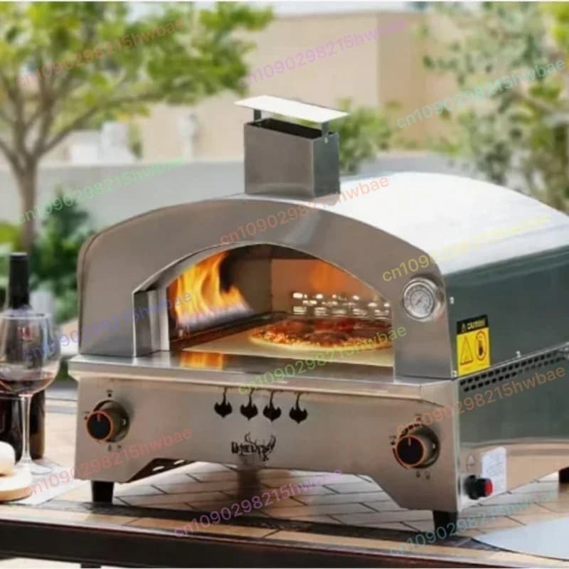 Forno a gas da esterno con pietra rotante automatica Forno per pizza portatile da 14 pollici
