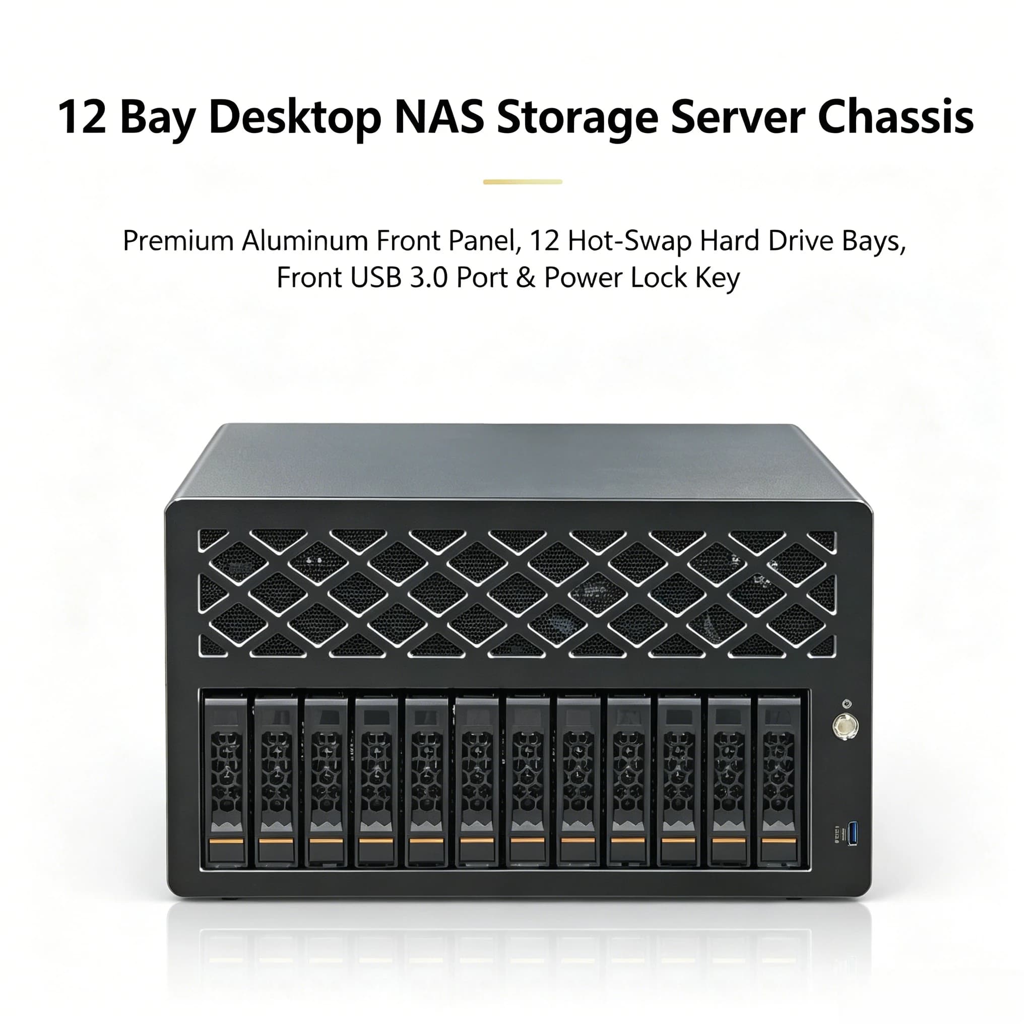 12 Bay Hot Swap NAS Server Chassis With SAS Direct Connect Backplane Half Height PCIe Slot Flexible Power Storage Server Case