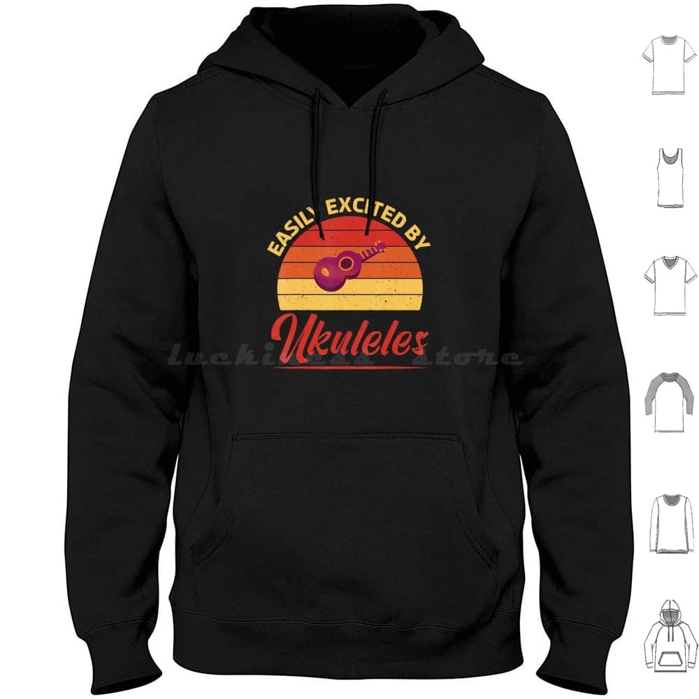 Easily Disctracted By Ukuleles Uke Music Ukulele Musician Hoodies Long Sleeve Easily Disctracted By Ukuleles Uke Music
