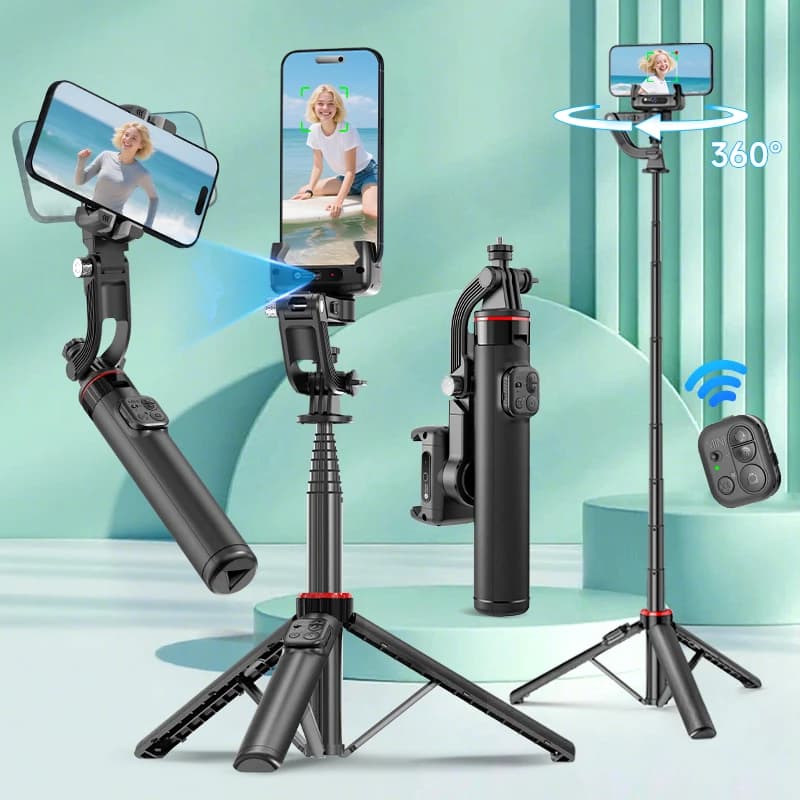 Desktop Gimbal AI Tracking Handheld Stabilizer C22 Selfie Stick Tripod for Cell Phones Record Video/Vlog, Optional Fill Light gimbal gimbal stabilizer osmo pocket