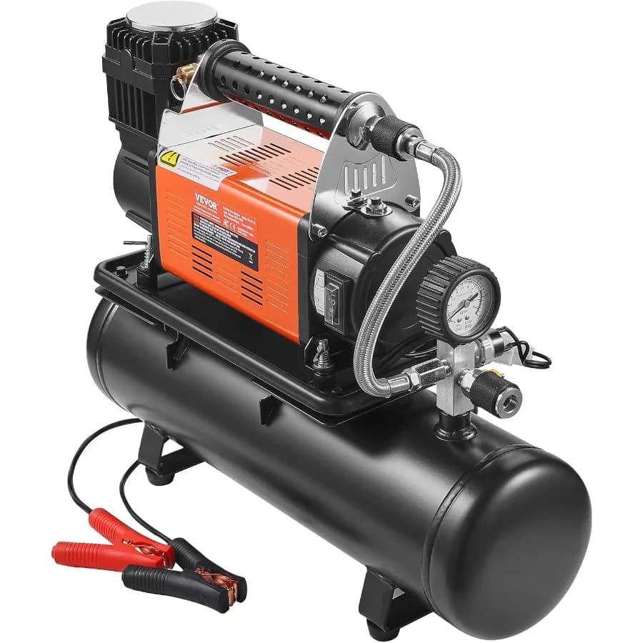 Compressore d'aria per carichi pesanti da 12 V con serbatoio da 6 litri per uso fuoristrada e automobilistico Gonfiatore portatile per pneumatici da 6,35 CFM con pressione digitale