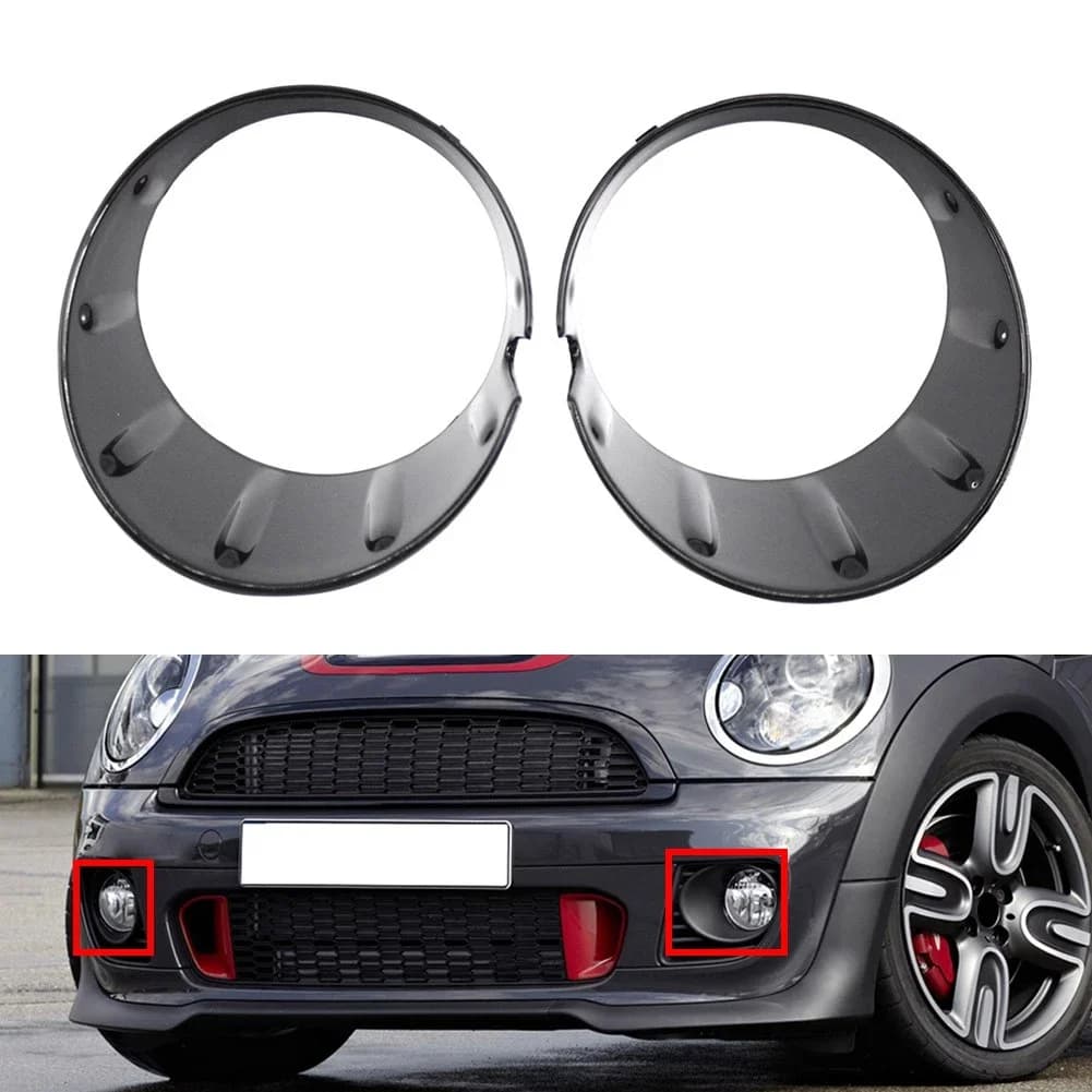 Accessori auto 51117248791 51117248792 Coppia nera Copertura fendinebbia anteriore Anello di rivestimento fendinebbia per MINI Cooper R55 R56 R57 R58 R59