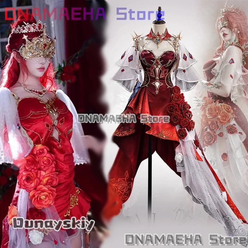 ONAMAEHA@Naraka: Bladepoint Viper Ning Women's Cosplay Costume Red Glamorous Sparkling Evening Dress Uniforms for Girl Halloween Coating