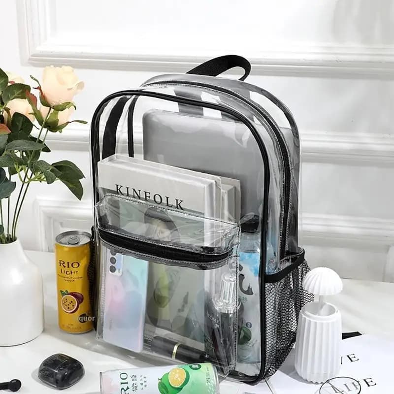 Transparent PVC Outdoor Sports Fitness Knapsack Casual Travel Visible Backpack Large Capacity Waterproof Shoulders Bag