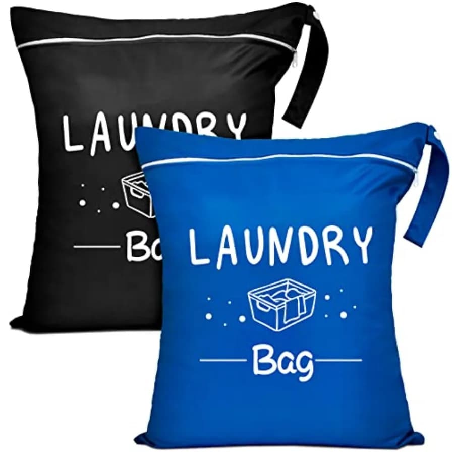 2 Pcs Large Travel Laundry Bag - Waterproof Wet Dry Washable for Dirty Clothes, Bathing Suit, Workout, Gym, Swimming, Yoga