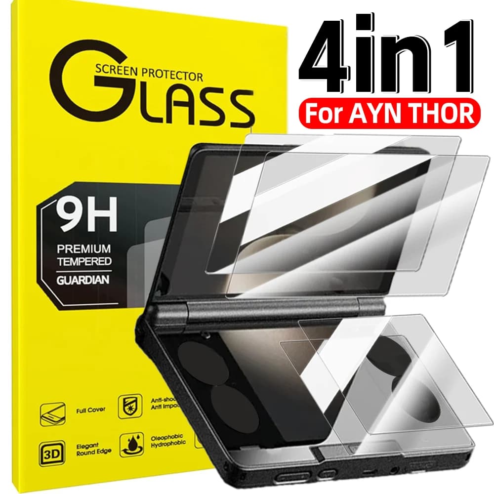 4IN1 per AYN THOR HD Proteggi schermo in vetro temperato trasparente Pellicole protettive antigraffio Console di gioco Protezioni in vetro portatili