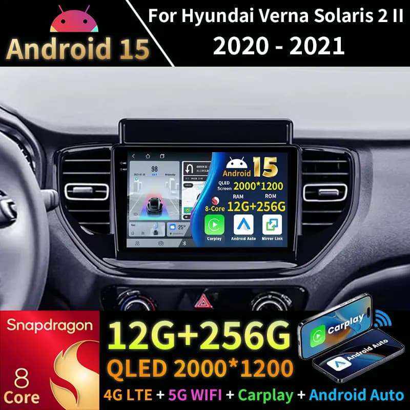 Android 15 Per Hyundai Verna Solaris 2 II 2020 - 2021 Carplay GPS 360 Macchina Fotografica BT Wireless 4G LTE Navi Stereo 2din DSP di Navigazione
