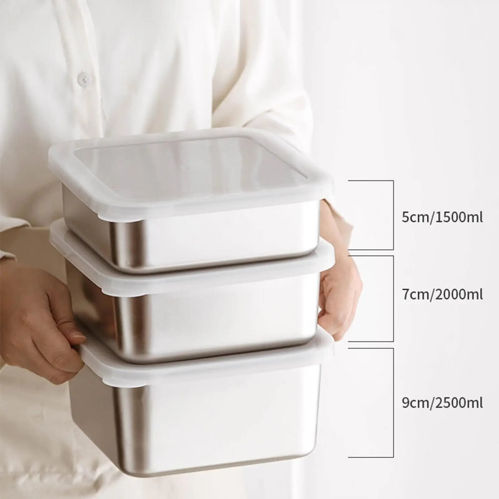 Contenitori per il pranzo in acciaio inossidabile, ciotole per la preparazione dei pasti, contenitori da cucina con coperchi per frutta, verdura, insalata, dispensa, casa