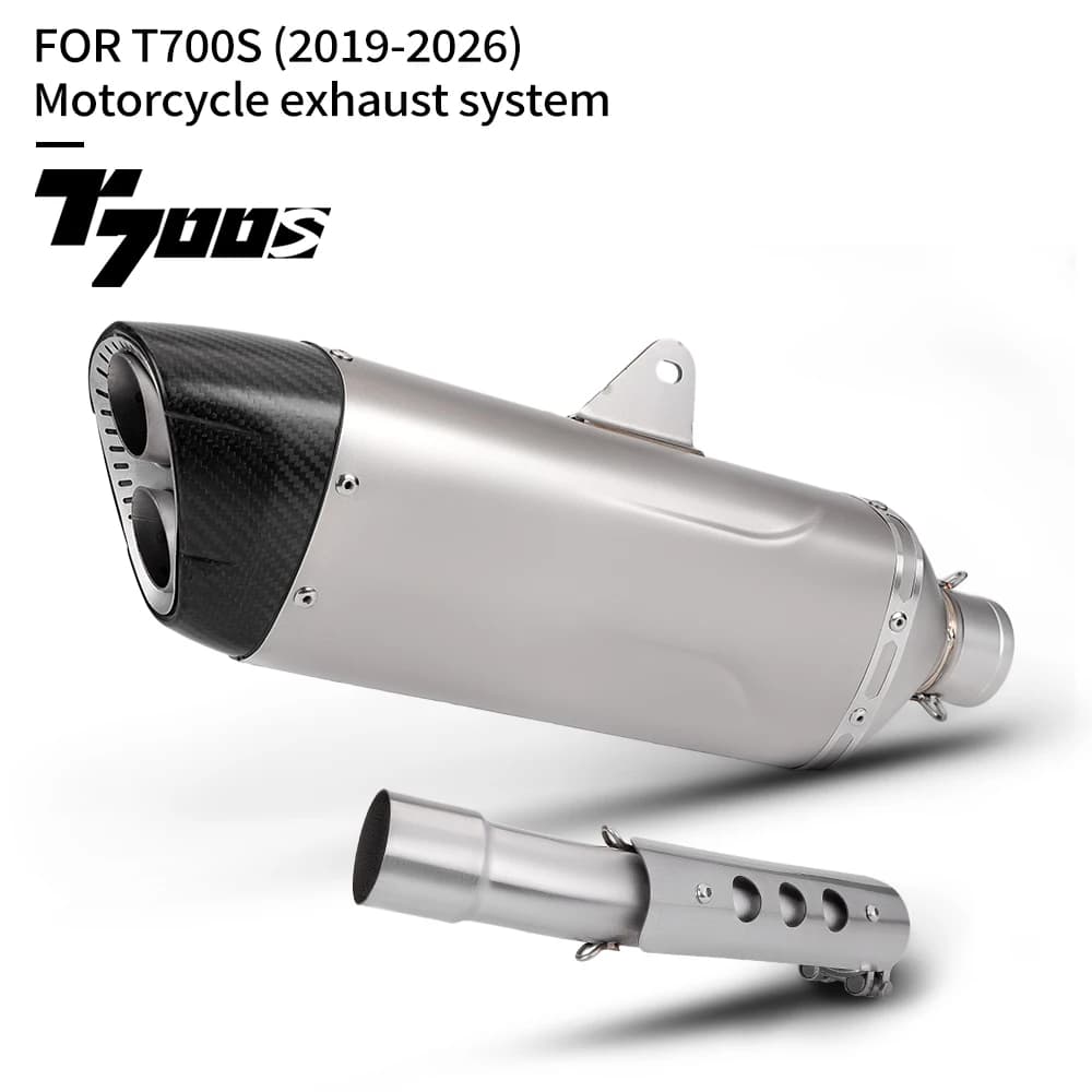 Terminale di scarico slip-on per Tenere 700 T700, sistema di scarico moto modificato con silenziatore e copertura in carbonio, tubo di collegamento per linea originale