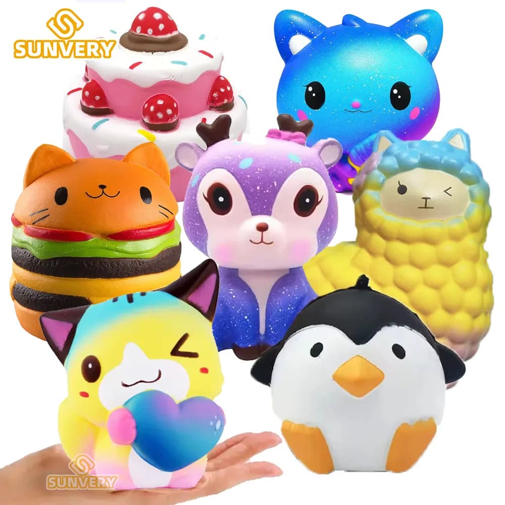Jumbo Squishy Kawaii Animale Unicorno Torta Cervo Panda Squishy Aumento lento Palla antistress giocattoli agitarsi Spremere cibo Giocattoli per bambini