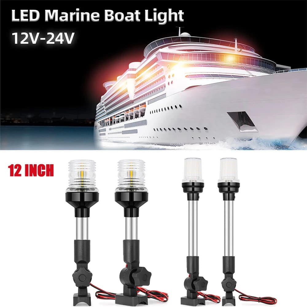 Luce di navigazione per barche a vela pieghevole Luci a LED per ancoraggio di avvertimento marino Lampada di segnalazione impermeabile per accessori per yacht pontone