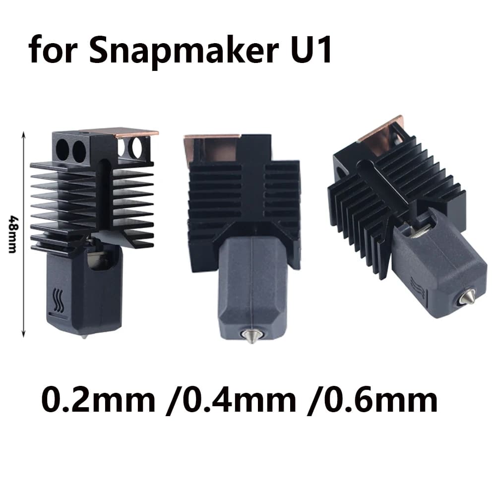 1 Pezzo Ugello Hotend in Acciaio Temperato per Snapmaker U1, Kit Ugelli Hot End 0.2/0.4/0.6mm, Ricambi per Stampante 3D