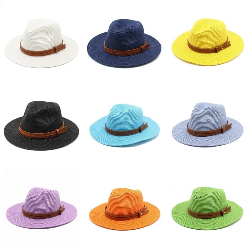 Cappelli da spiaggia per uomo e donna Visiere da spiaggia per protezione solare all'aperto Cappelli da sole Cappello di paglia jazz