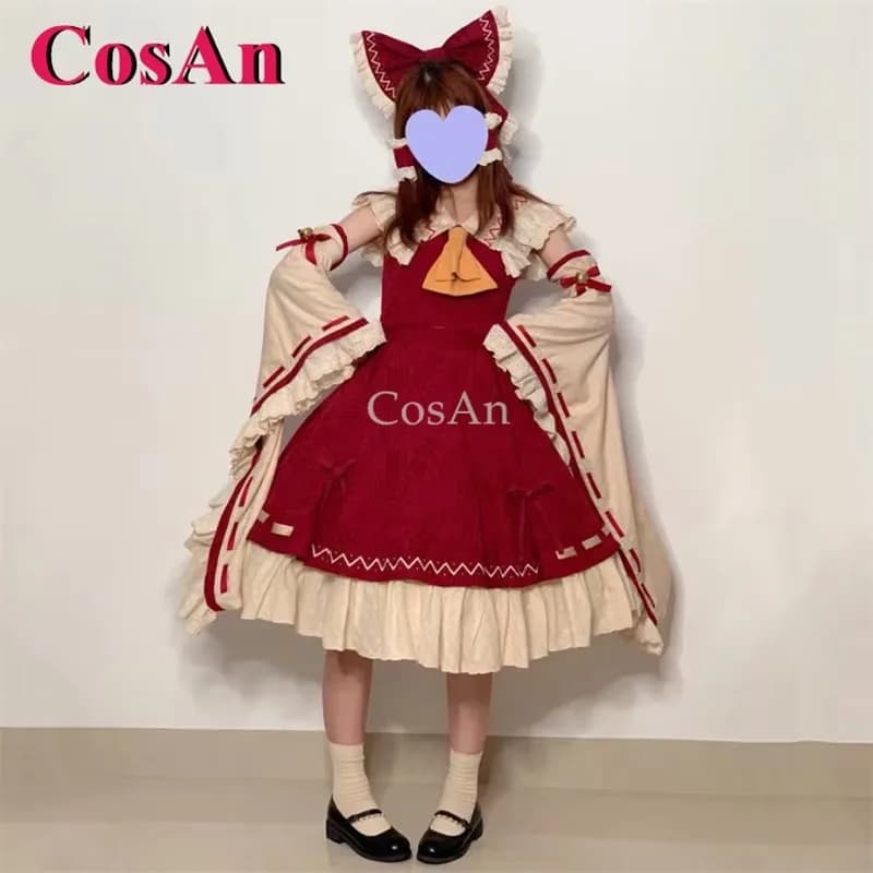 Costumi Cosplay di Hakurei Reimu del Gioco Touhou Project, Elegante e Raffinato Abito per Feste e Giochi di Ruolo, Taglie S-XL