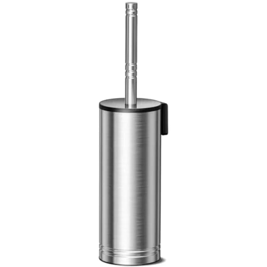 Toilet Brush and Holder Set: 304 Stainless Steel Heavy Duty Deep Cleaning Bowl Cleaner Brush with Curved Bristle - Wall-Mounted