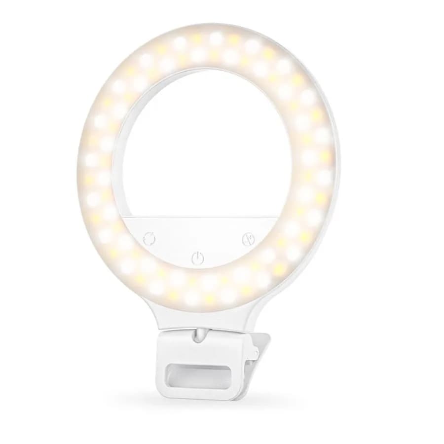5" Clip on Selfie Ring Light, Double Row 80 LED Ring Light 3 Light Modes for Phone, PC