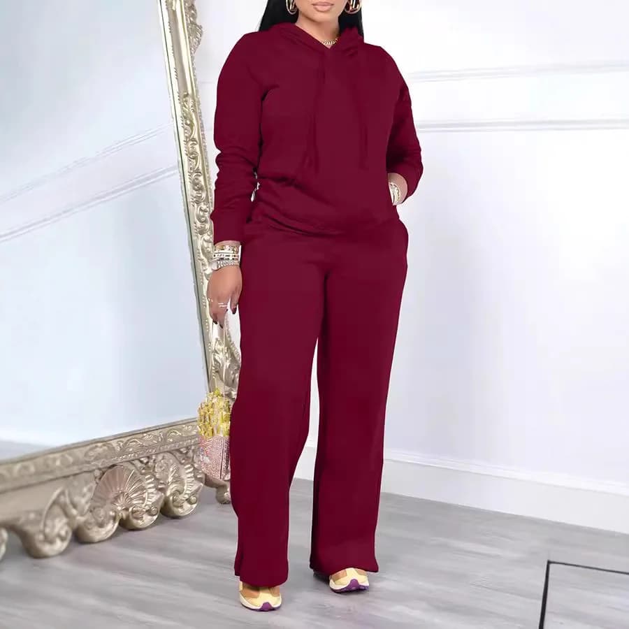 Dres Sportowy Damski Tinta unita Felpa con cappuccio Pantaloni Casual a maniche lunghe Autunno Inverno Vestito a due pezzi Set Donna Outfit 2025