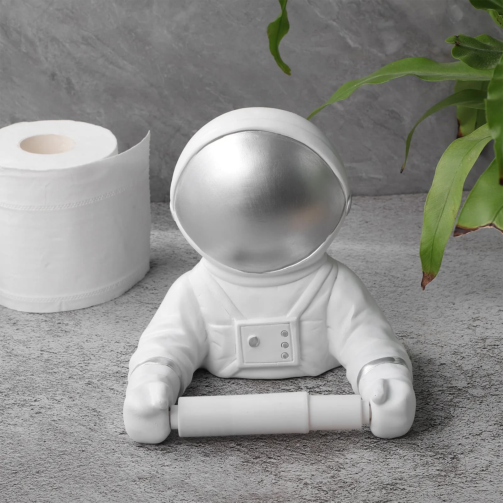 Portarotolo da Bagno a Tema Spaziale in Resina a Forma di Astronauta, Dispenser da Parete per Carta Igienica, Porta Rotolo Decorativo