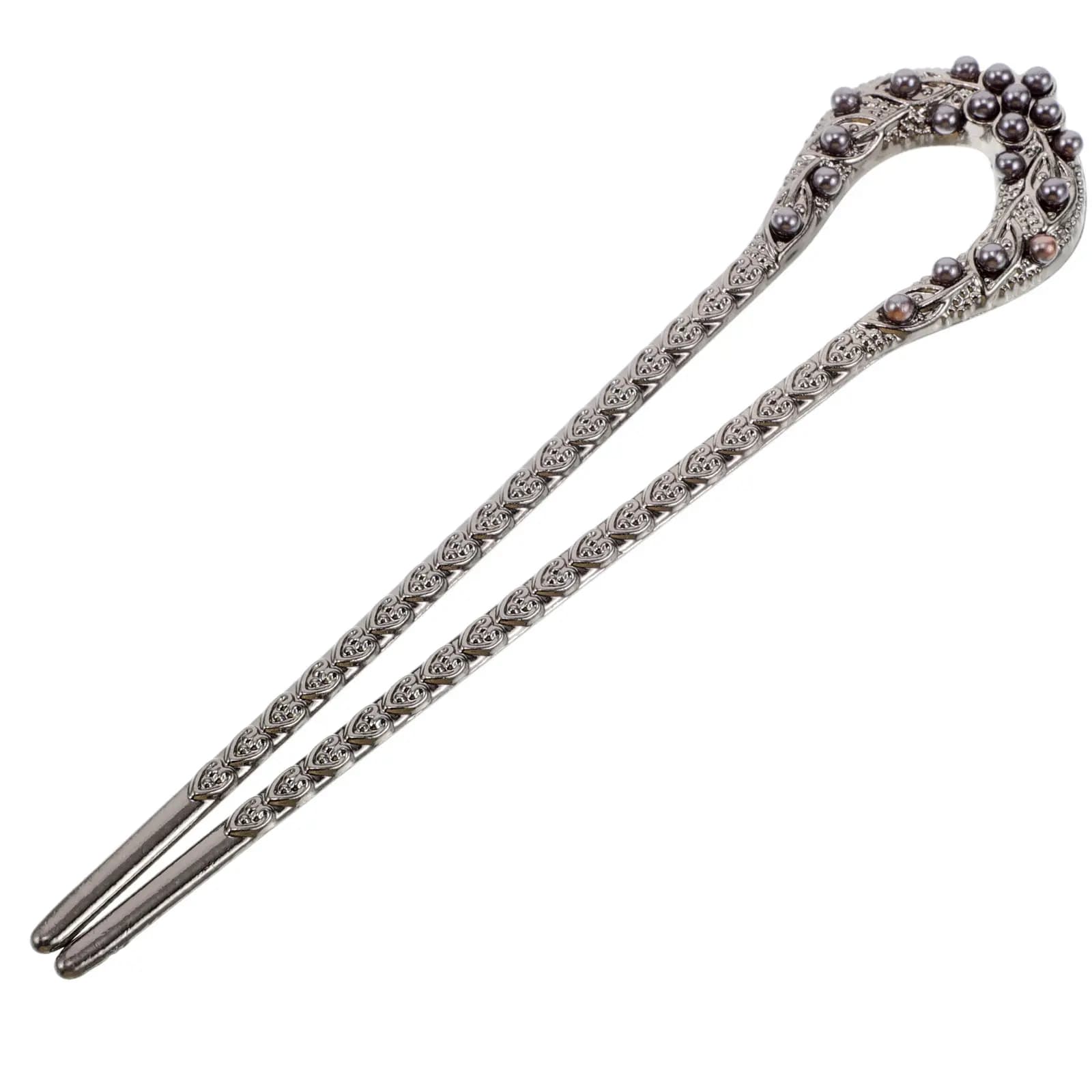 Elegante Fermaglio a U con Perle e Foglie, Accessorio per Capelli Vintage Cinese, Molletta Nuziale per Acconciature da Sposa, per Donna