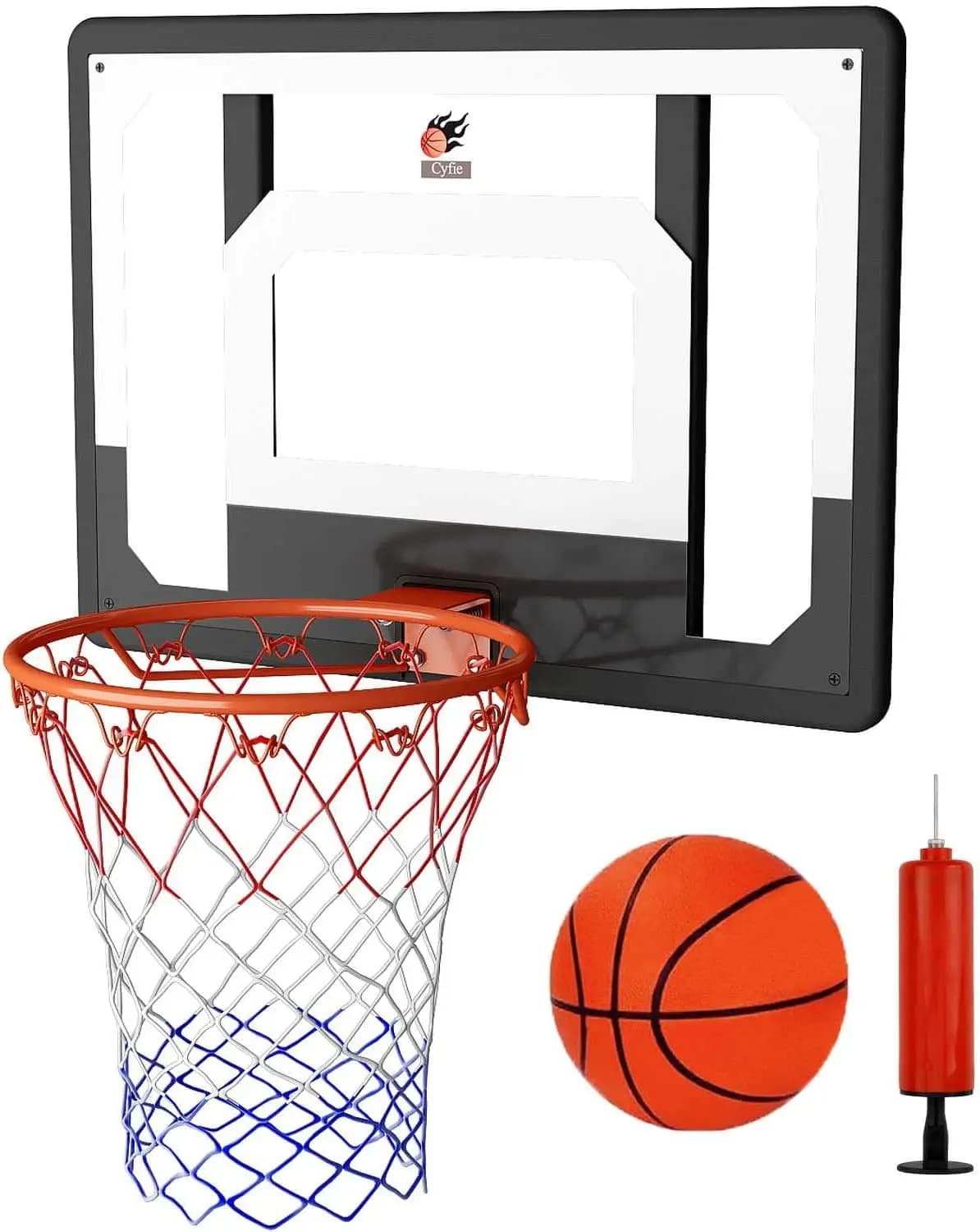 Canestro da Basket Grande, Tabellone 32"x23", Montaggio a Parete con Ganci per Porta, Set per Interni ed Esterni per Giovani, Adulti e Bambini