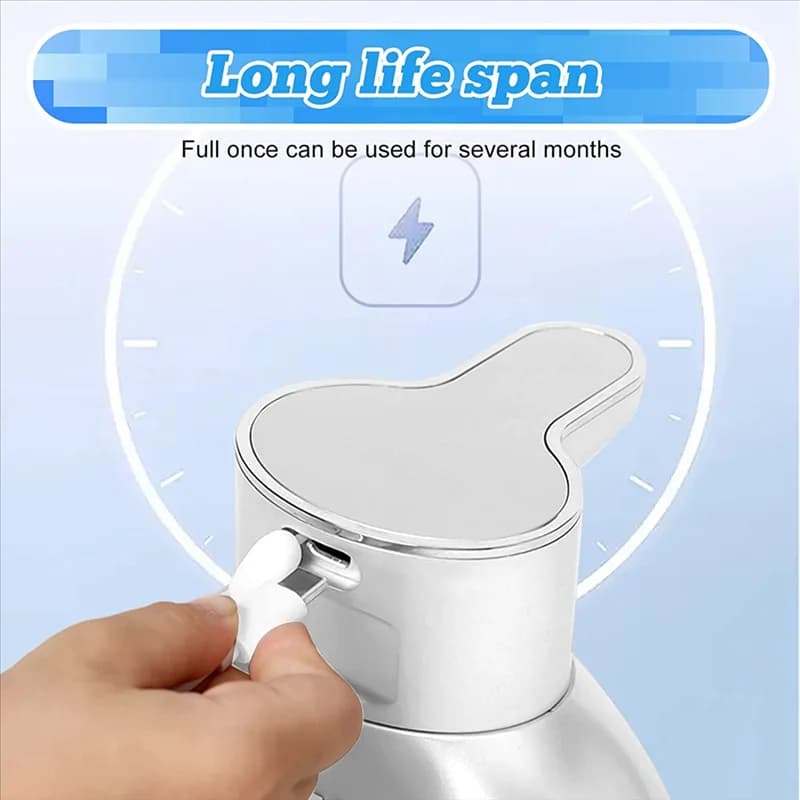Dispenser automatico di sapone da 400 ml Dispenser di sapone schiumogeno per le mani montato a parete IPX5 impermeabile per cucina e bagno-ABQU