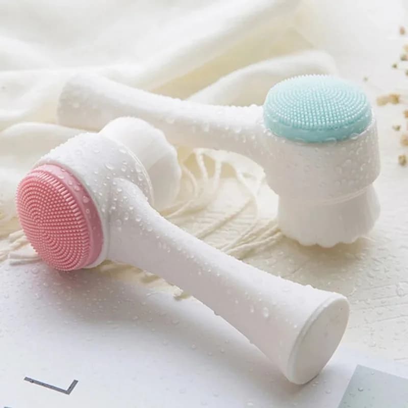 1 Pezzo Spazzola per Pulizia Viso 2-in-1 Manuale in Silicone a Doppia Faccia con Setole Morbide per Esfoliazione e Cura della Pelle