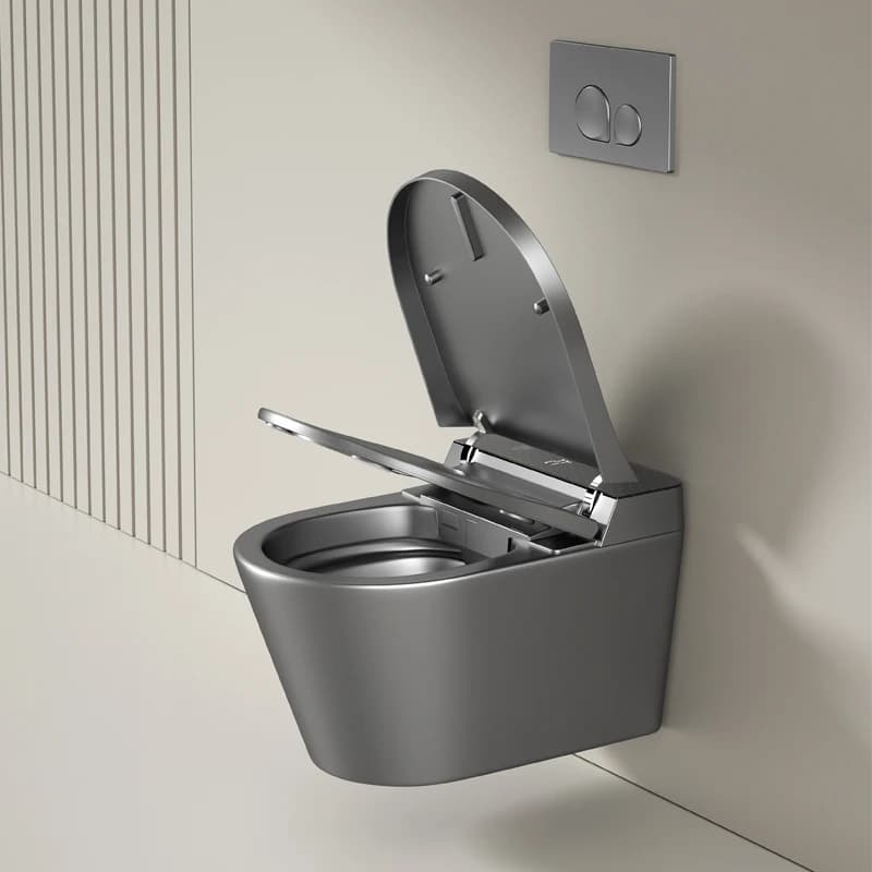 Gray Auto Sensor P Trap Intelligent Toilet Ceramic Wall Mounted Smart Toilets