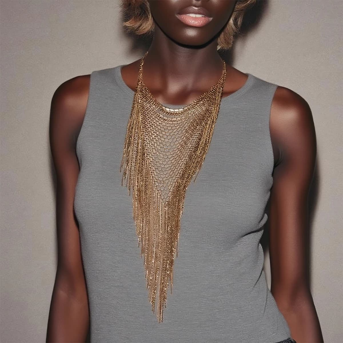 Handmade Vintage Metal Chains Tassels Pendant Necklaces for Women Bib Choker Necklace Boho Jewelry Neck Accessories