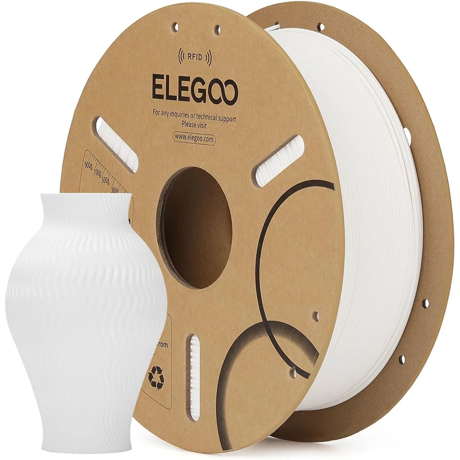 Filamento PLA Bianco 1.75mm Bobina da 1KG con RFID Intelligente per Rilevamento Automatico, Precisione Dimensionale +/-0.02mm, Compatibile con la Maggior Parte delle Stampanti FDM
