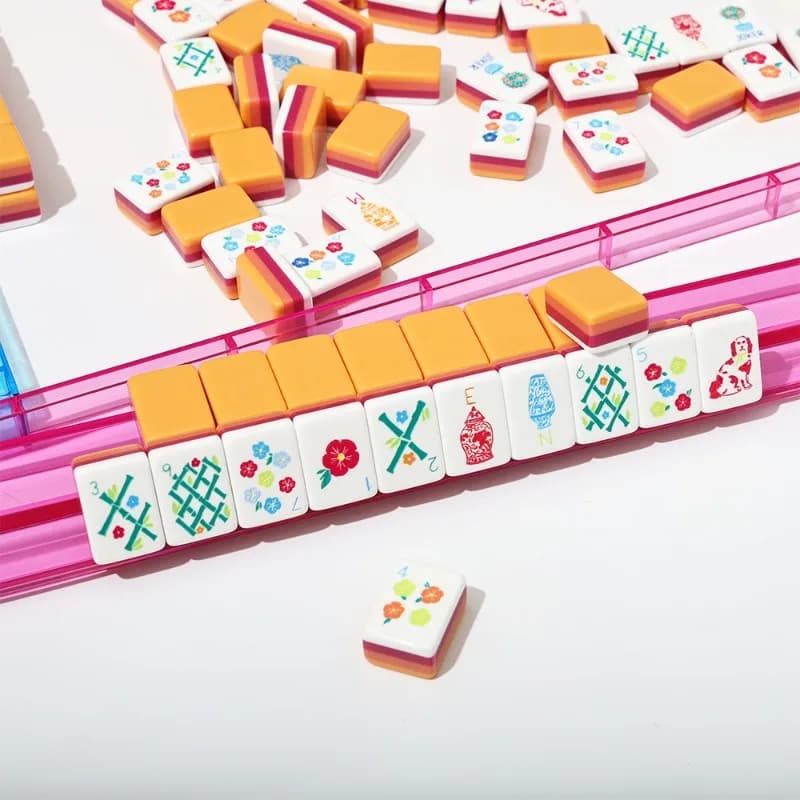 Set Mahjong Americano con Tessere Acriliche a 4 Colori, Gioco di Intrattenimento Fatto a Mano, Vendita all'Ingrosso