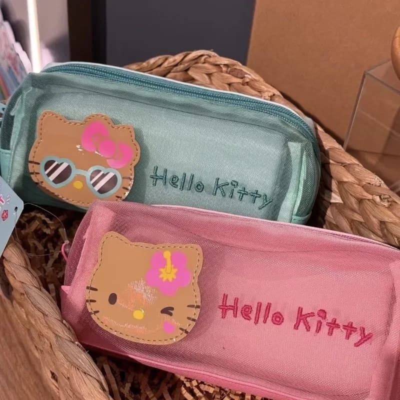 Nuovo Astuccio Estivo in Rete Sanrio 2026 Hello Kitty Hawaii Beach Vacation, Borsa per il Trucco Tropica Leggera e Portatile, Regali per le Vacanze