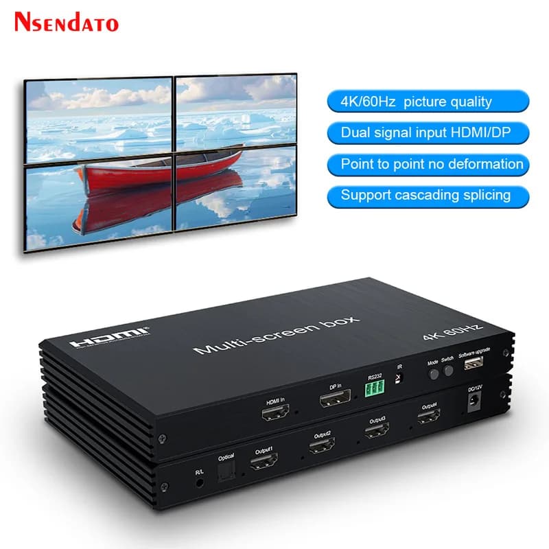 Box Video HDMI DP 4K 60Hz Multi-Schermo 2X2, Controller Video HDMI, Splitter 1x3 1x4 2x1 3x1 4x1 per TV, PC, Monitor, Proiettore