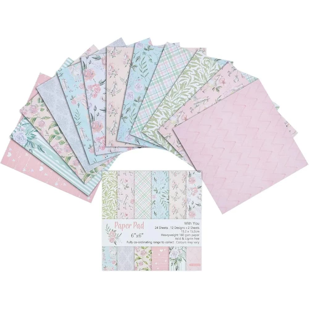 24 Sheets Pattern Paper Pack Floral Cardstock Papers Pad Decorative Scrapbook Cardstock Collection Single-Sided Making Kit
