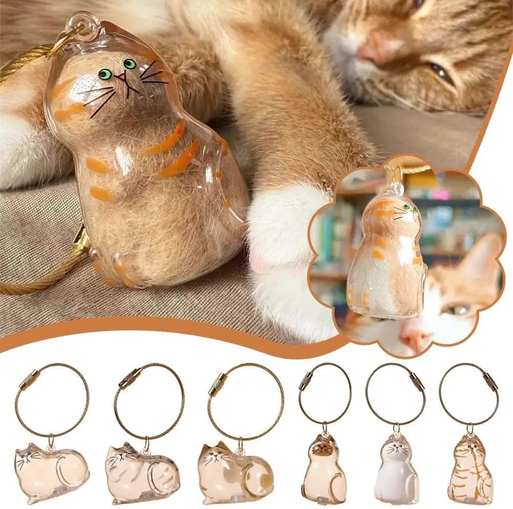 Capsula commemorativa in resina con ciondolo commemorativo in pelliccia di gatto per peli di animali domestici Ciondolo portachiavi portatile per capelli Ciondolo ponte arcobaleno